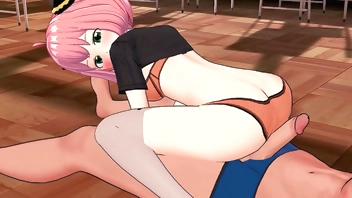 Anya Forger adult version wearing high socks and black shirt (assjob) (handjob)