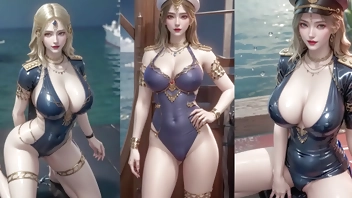 【AI Painting】Big Breasted Sexy Female Navy