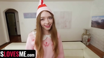 Petite StepSister Elf Searches For Long Lost Big Dick StepBrother - SisLovesMe Christmas Parody