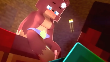 Furry quadrado masturbando o Steve com os pés