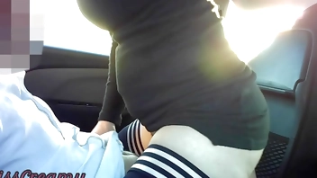Dogging - Dick flash to the teacher and she fucks me in the car in a public place - MissCreamy