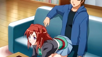 step Brother gets a boner when step Sister sits on him - Hentai [Subtitled]