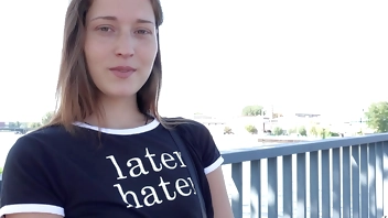 GERMAN SCOUT - Small Tits Fitness Model Mina K seduce to Casting Fuck at Lost Place Berlin