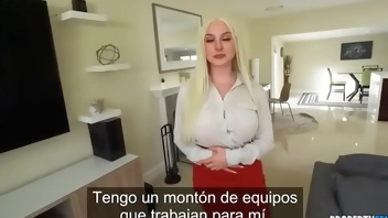 PropertySex The real estate agent with big natural tits Skylar Vox fucks the client on the couch (Spanish Subtitles)
