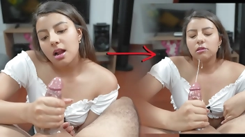 Amateur handjob - My stepsister helps me with my erection problem...