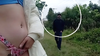 Wife goes to the park to masturbate watching athletes go for a walk