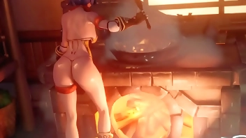 Xiangling Gets her ass penetrated on the kitchen's floor first time Anal Genshin Impact porn