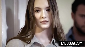 Slutty teen step sisters Cadence Lux and Hazel Moore fucked by a horny mormon guy