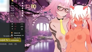 el xox and MizzPeachy Make Each Other Cum on Stream