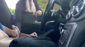 I wait in the car jerking off at the gym door and a girl helps me cum in public after leaving the gym