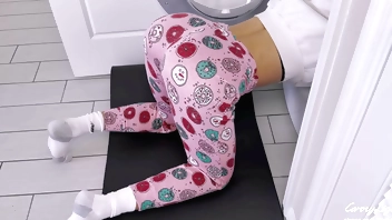 Step Son filled Step Mom up with cum when she stuck in wash machine CarryLight MILF