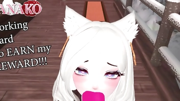 CATGIRL gives SLOPPY BJ for a very GOOD BOY!!! WEARING HOODIE BJ!!!!