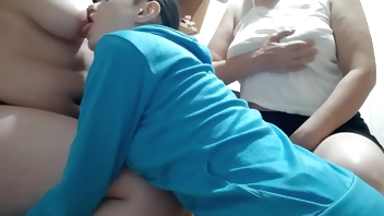 Neighbor wanted to lick us for the first time (with dirty talk in the kitchen) - Girls fly orgasm