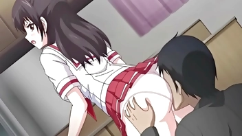 Tienen sexo encasa de su amiga y ella no se da cuenta - Hentai Soshite Watashi wa Ojisan ni… Ep. 1