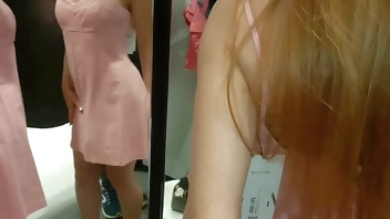 Fitting room! An excited couple fucks without being shy of people!