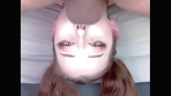 Beautiful European Upside Down Pigtail Handlebar Facefuck BALLS DEEP THROATPIE