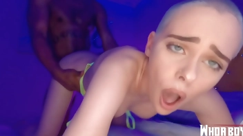 petite white girl fucks a big black dick and got creampie