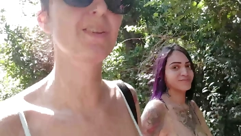 Naked on the Nudist beach.