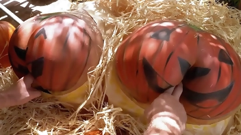 Fucking two big pumpkin asses