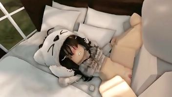 She gets fucked hard on her bed