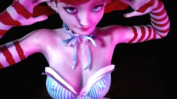 Red head girl with pigtails dancing : 3D Hentai