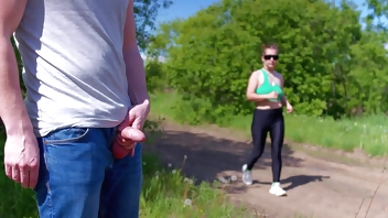 The exhibitionist accidentally met a sports stranger and...! XSanyAny