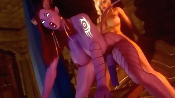 (4K- Nyl) Futa succubus girl fucks with her big penis the huge ass of a futanari woman