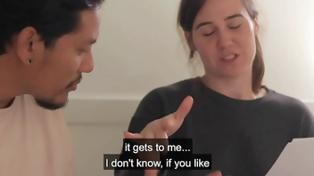 Roommates fool around after rehearsing a script.