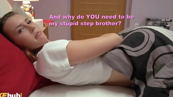 FAKEhub - POV you are Sharing A Bed with your super cute Redhead petite sexy teen Stepsis