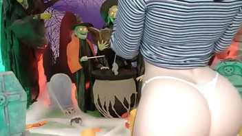 I fucked my Stepdaughter with a big ass and put my cock without a condom in her anus on Halloween night