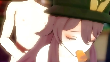 Hu Tao gets Double Penetrated