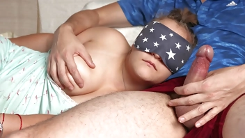 I Wake up my Stepmom from the Sofa and I Cum in her Mouth -XSanyAny