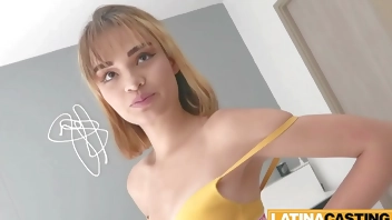 Skinny Amateur 18yo Colombian Cutie Stretched in Fake Model Casting