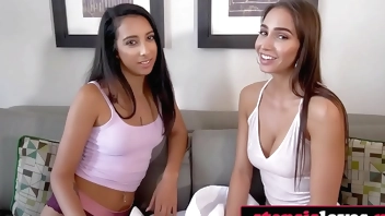 Gorgeous Stepsisters Take Turn Riding Stepbrother's Hard Cock