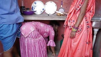 Indian step Family in Kitchen XXX in hindi