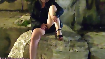 Hot teacher flashs the wet pussy to many people on the street public on our way home from work - MissCreamy