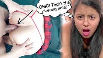 my god thats the wrong hole very painful anal surprise with sexy 18 year old latina student