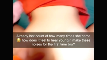 Rough Cuckhold Snapchat sent to cuck while his gf cums on cock many times