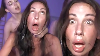 Submissive Bimbo Teen Cums Her Brains Out During Cervix Crushing FFM Rough Fuck