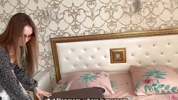 Stepson: -Don't lie, swallow sperm!. Fucks stepmom in a hotel during a stepfamily trip to relatives and cums in her mouth