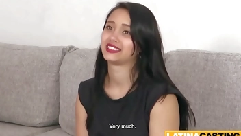 Pretty Latina Pornstar Lia Ponce First Time ANAL Casting Cumshot