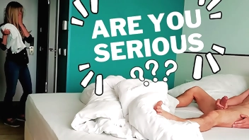 Dick Flash. Hotel maid was shocked when she saw me masturbating during room cleaning service but decided to help me cum