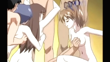 Anime teen babe fucking dick in group orgy