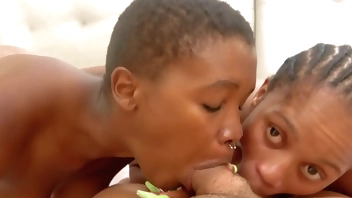 Ebony teens interracial hardcore threesome big dick sharing