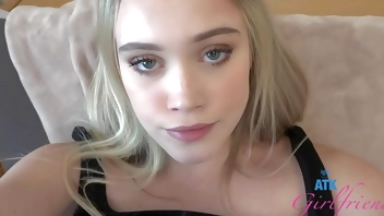 Sweet amateur blonde smokes and then smokes a cock POV (Chloe Rose)