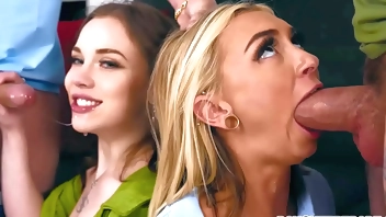 Stepdaughters Chloe Temple and Venus Vixen suggest they fuck each others stepdad Tony Rubino and Sergeant Miles