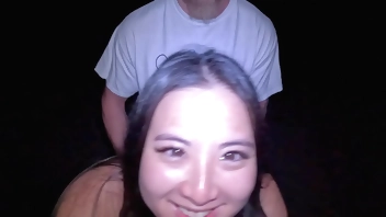 Public BLOWJOB and EATING PUSSY on the beach LATE night Adventure