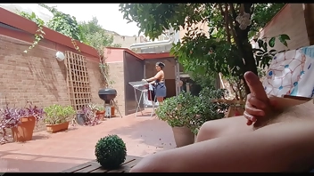 I pulled out my dick while my stepmom was folding clothes and this is what happened..