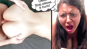 first time anal very painful anal surprise with a sexy 18 year old latina college student