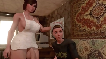 The guy suddenly found out that he likes to suck dicks and ass-fuck - 3d Futanari Lady and femboy worked out his anal